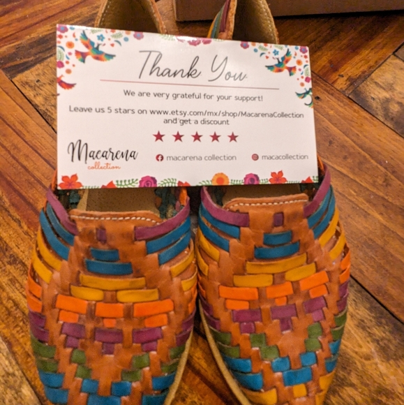 Macerena Collection Huarache~ Boho- Hippie ~ Mexican Colorful Leather Sandal - Picture 3 of 7